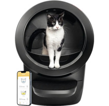 Automatische Katzentoilette mit Katze und Smartphone-App
