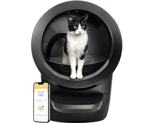Katzentoilette Whisker Litter Robot 4, selbstreinigendes Katzenklo, WiFi, schwarz, ca. 69 x 56 x 75 cm smarte Katzentoilette Automatische Katzentoilette mit Katze und Smartphone-App