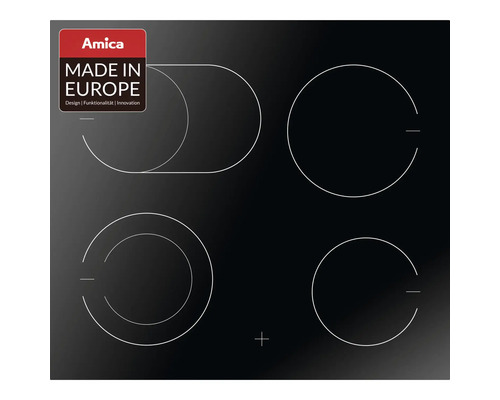 Plaque de cuisson vitrocéramique sans cadre Amica 57,6 x 51,8 cm 4 zones de cuisson EC 742 100 C