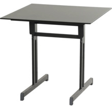 Table pliante noire avec plateau carré et structure en métal