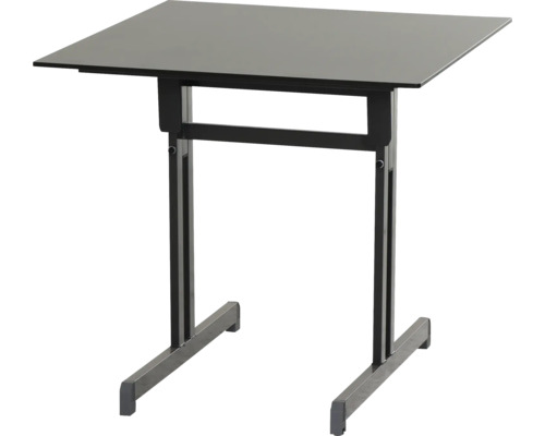 Table pliante noire avec plateau carré et structure en métal