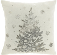 Dekokissen mit Weihnachtsmotiv Tannenbaum und Schneeflocken