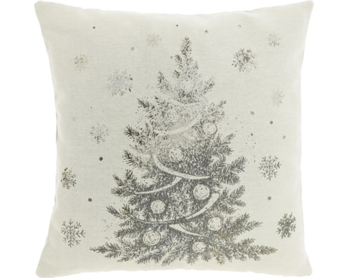 Dekokissen mit Weihnachtsmotiv Tannenbaum und Schneeflocken