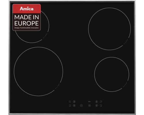 Plaque de cuisson vitrocéramique avec cadre Amica 60 x 50,5 cm 4 zones de cuisson KMC 744 600 E