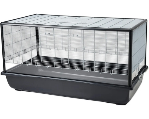 Cage pour rongeurs SAVIC Aura 120 Plexi Knockdown env. 118 x 64 x 62 cm, pliable, bord plexiglas, écartement de grillage 6,5 mm, pour les petits rongeurs noir/argent