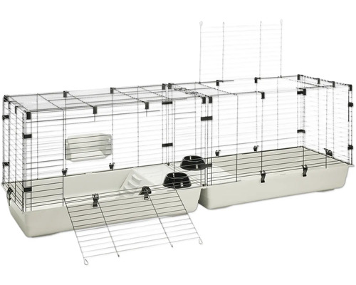 Kaninchenstall mit Gitter, Rampe und Futterraufe