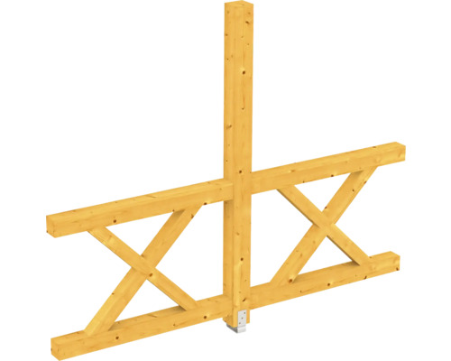 Paroi latérale balustrade croix de Saint-André SKAN HOLZ 243 x 210 cm chêne clair Cadre en bois avec poteau vertical, poutre horizontale et entretoise diagonale