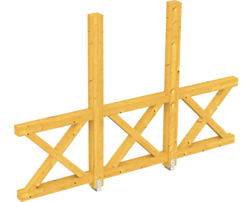 Paroi latérale balustrade croix de Saint-André SKAN HOLZ 293 x 210 cm chêne clair Construction à ossature bois avec poteaux et entretoises