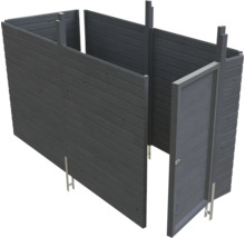 Sauna en bois dans le jardin avec porte et éléments muraux