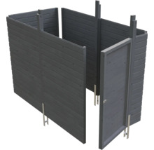 Maison de jardin en bois en construction avec murs en bois et porte en bois