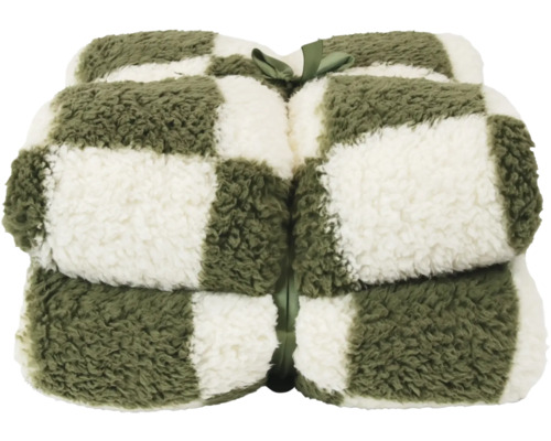 Wohndecke kariert 150 x 200 mm grün Karo-Teddyfellweste