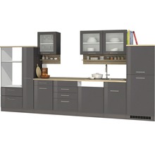 Held Möbel Küchenzeile ohne Geräte Mailand 370 cm grau hochglanz zerlegt 589.1.6211