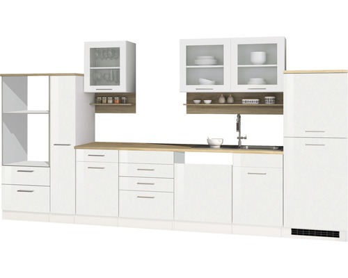 Held Möbel Küchenzeile Mailand 370 cm weiß hochglanz zerlegt