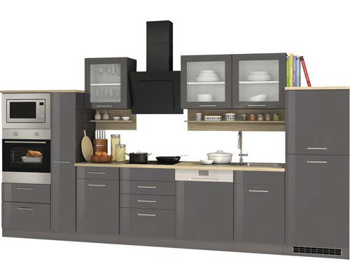 Komplette Küche mit Einbaubackofen, Mikrowelle, Dunstabzugshaube und Geschirrspüler