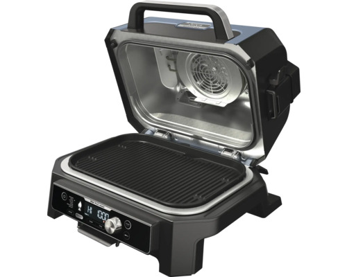 Elektrischer Innengrill mit offener Abdeckung, inklusive Grillplatte