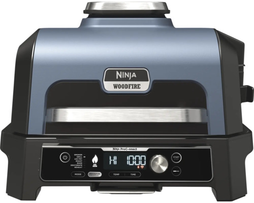 Ninja Woodfire Pro Connect XL 7-in-1 Outdoor elektrischer BBQ Smoker Grill, App-Steuerung, Air Fryer mit Woodfire Pellets 1,7 kW