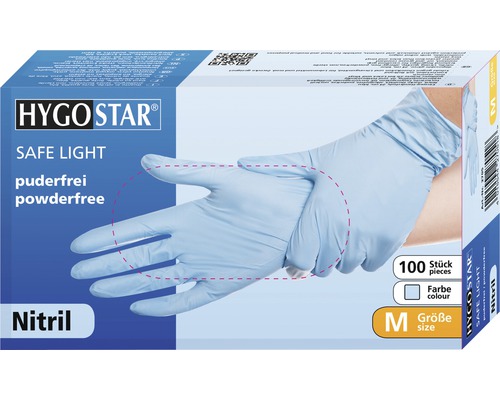 Hygo Star Safe Light gants en nitrile, non poudrés, taille M, paquet de 100 pièces