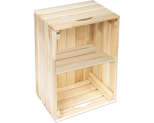 Caisse en bois avec étagère intermédiaire pour le stockage