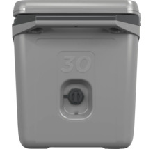 Graue Kühlbox mit der Nummer 30 und einem Abflussventil.