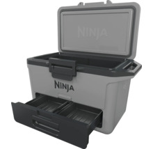 Graue Kühlbox mit Schublade und Ninja Logo