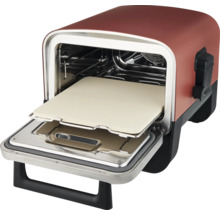 Four à pizza avec porte ouverte et pierre à pizza