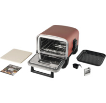 Four à convection Ninja avec accessoires, incluant une pierre à pizza, une plaque de cuisson, un ramasse-miettes et une cuillère à mesurer