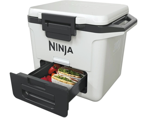 Kühlbox mit herausziehbarer Schublade und Lebensmitteln