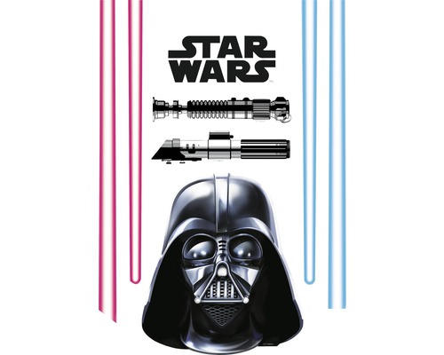 Illustration Star Wars avec masque de Darth Vader et sabres laser