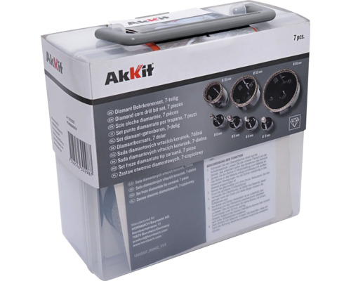 Akkit Diamant Bohrkronen Set, 7-teilig in transparenter Verpackung