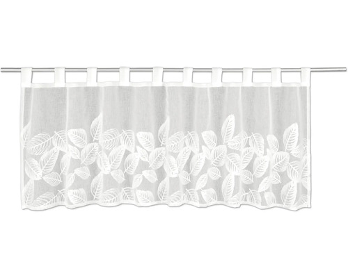 Voilage court semi-transparent avec motif de feuilles et pattes pour tringle à rideau.