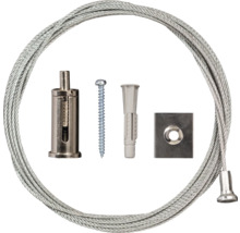 Kit de suspension avec câble en acier, vis, cheville et matériel de fixation