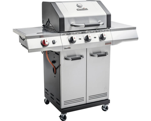 Barbecue à gaz Char-Broil avec trois brûleurs, partie latérale et meuble bas
