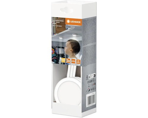 LEDVance Unterbauleuchte Spot Puck 3er Set, 65 Millimeter, 330 Lumen, 3 Watt, 3000 Kelvin