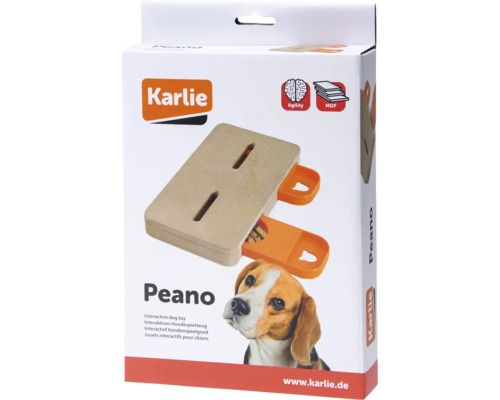 Jouet pour chien Karlie Brain Train Peano 22 x 13 x 3 cm bois, plastique jouet d'intelligence, jouet avec friandises, occupation, jouet interactif