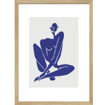 Image encadrée avec une figure féminine abstraite bleue