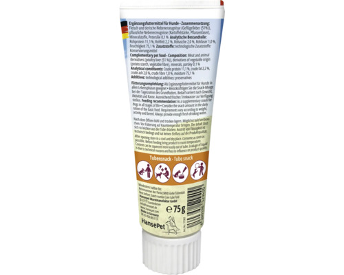 Hansepet Tubensnack Tube für Hunde, 75 Gramm