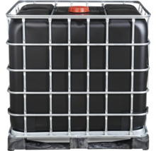 Conteneur GRV noir avec cage grillagée sur palette