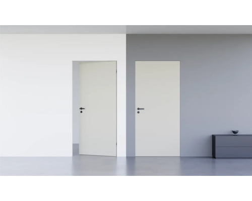 Porte d'intérieur affleurante Pertura Vidar HPL RAL 7037 gris poussière 758x2376 mm serrure à loquet magnétique pour WC acier inoxydable tirant gauche reverse (ouverture vers l'intérieur)