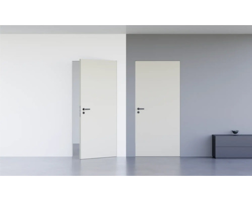 Porte d'intérieur affleurante Pertura Vidar HPL RAL 7037 gris poussière 758x2251 mm serrure à loquet magnétique pour WC acier inoxydable tirant droit (ouverture vers l'extérieur)