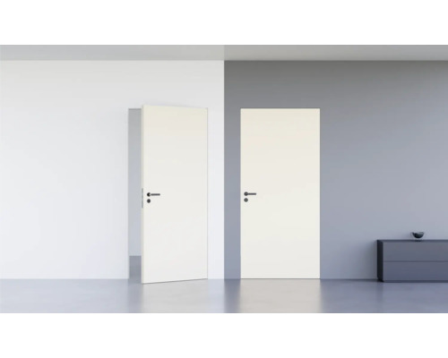 Porte d'intérieur affleurante Pertura Vidar HPL RAL 9010 blanc pur 758x2126 mm serrure à loquet magnétique non verrouillable acier inoxydable tirant droit (ouverture vers l'extérieur)