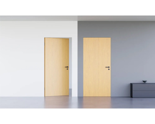 Porte d'intérieur affleurante Pertura Vidar HPL hêtre 1008x2251 mm serrure à loquet magnétique pour WC acier inoxydable tirant droit reverse (ouverture vers l'intérieur)