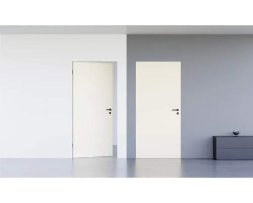 Porte d'intérieur affleurante Pertura Vidar apprêtée RAL 9010 blanc pur 758x2251 mm serrure à loquet magnétique pour WC noir tirant droit reverse (ouverture vers l'intérieur) Porte d'intérieur affleurante Pertura Vidar apprêtée RAL 9010 blanc pur 758x2251 mm serrure à loquet magnétique pour WC noir tirant droit reverse (ouverture vers l'intérieur)
