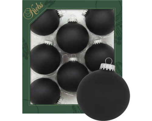 Weihnachtsbaumkugeln Glas schwarz 8 Stück Acht schwarze Weihnachtskugeln aus Glas in Verpackung