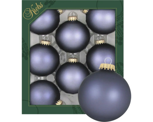 Weihnachtsbaumkugeln Glas blau-grau 8 Stück Neun Christbaumkugeln aus Glas, matt
