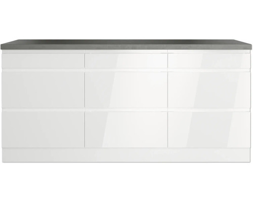 Meuble sous-lavabo avec trois portes et lavabo gris