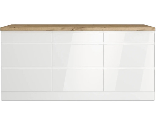 Commode à trois tiroirs avec un plateau en bois