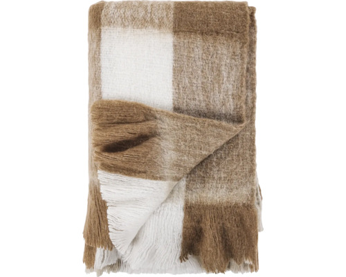 Couverture Mohair marron/blanc 130x170 cm