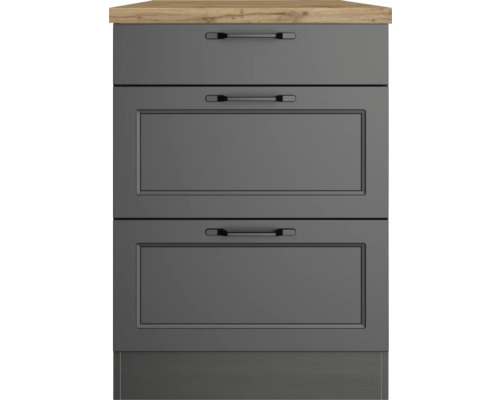 Meuble bas de cuisine avec plan de travail et trois tiroirs