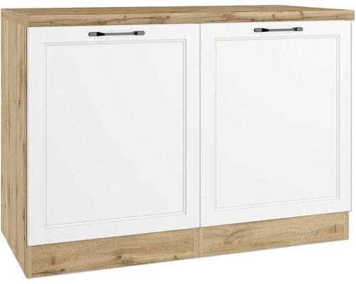Held Möbel Spülenschrank Lübeck BxTxH 120 x 60 x 86 cm weiß matt zerlegt 665.6330 Meuble bas avec deux portes de style campagnard