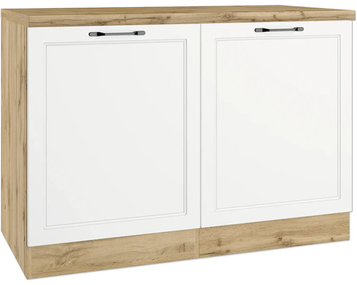 Held Möbel Spülenschrank Lübeck BxTxH 120 x 60 x 86 cm weiß matt zerlegt 667.6330 Meuble bas de cuisine avec deux portes et poignées